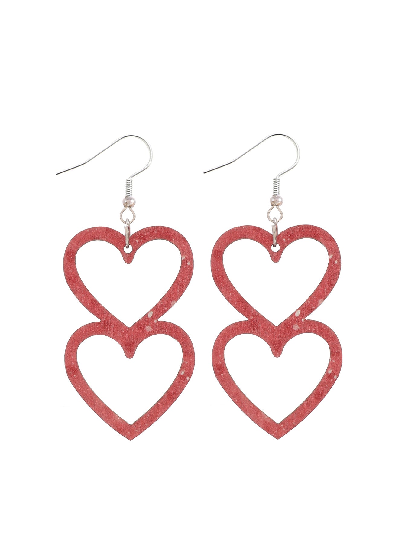 Wholesale Valentine's Day Double Layered Love Wooden Earrings